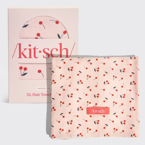Kitsch - XL Hair Towel Wrap - Cherry Print