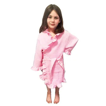 Robe - Kid Waffle Weave - Ruffle - Light Pink